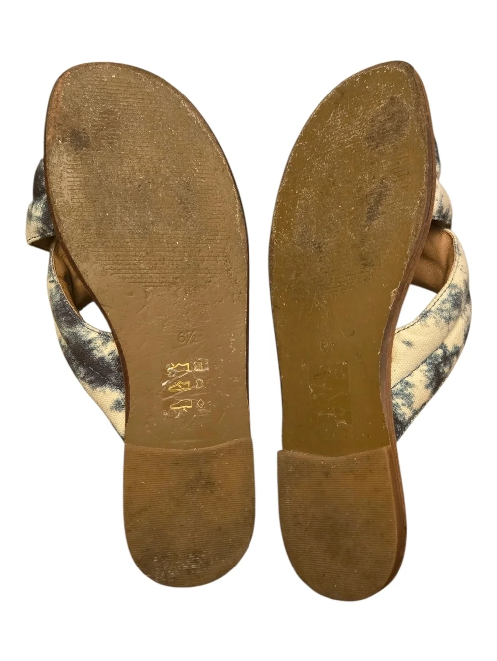 Madewell The Skyler Blue White Tie-Dye Puff Strap Sandal Size 6.5